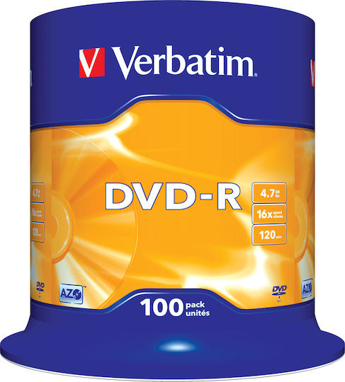 Verbatim Εγγράψιμα DVD-R 16x 4.7GB Cake Box 100τμχ - Image 1