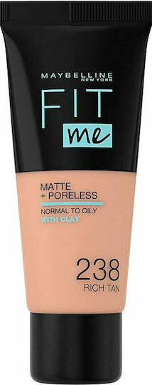 Maybelline Fit Me Matte + Poreless Liquid Foundation 238 Rich Tan 30ml - Image 1