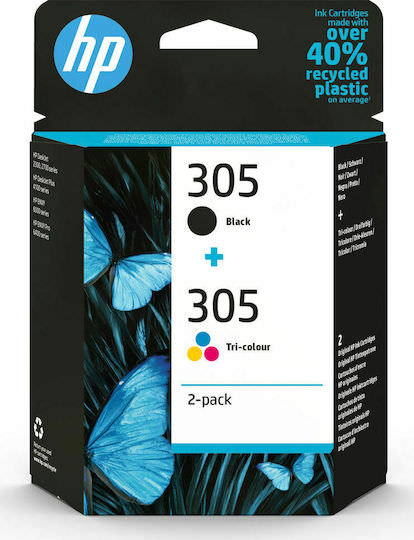 HP 305 Γνήσιο Πακέτο 2 Μελανιών Εκτυπωτή InkJet Πολλαπλό (Color) / Μαύρο (6ZD17AE) - Image 1