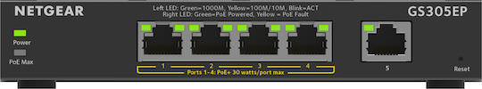 NetGear GS305EP Managed L2 PoE+ Switch με 4 Θύρες Gigabit (1Gbps) Ethernet - Image 1