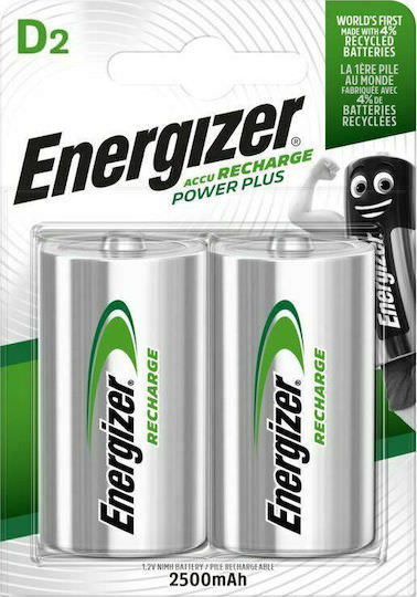 Energizer Power Plus Επαναφορτιζόμενες Μπαταρίες D Ni-MH 2500mAh 1.2V 2τμχ - Image 1