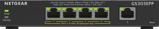 NetGear GS305EPP Unmanaged L2 PoE+ Switch με 5 Θύρες Gigabit (1Gbps) Ethernet - Image 1