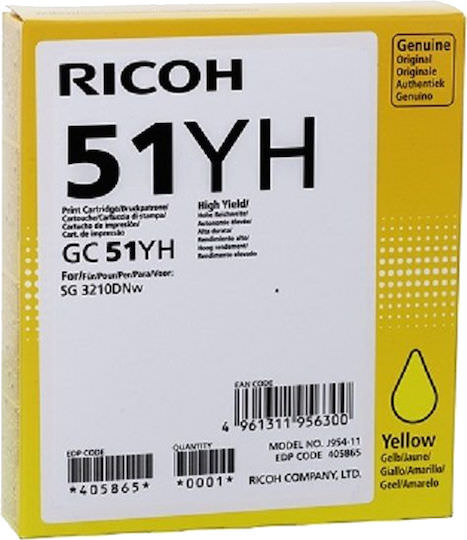 Ricoh GC51YH Γνήσιο Μελάνι Εκτυπωτή InkJet Κίτρινο (405865) - Image 1