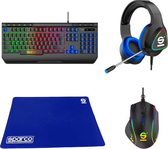 Sparco Σετ Gaming Πληκτρολόγιο με RGB φωτισμό & Ποντίκι (Αγγλικό US) Γκρι - Image 1