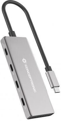 Conceptronic USB 3.2 Hub 4 Θυρών με σύνδεση USB-C & Θύρα Φόρτισης Ασημί - Image 1