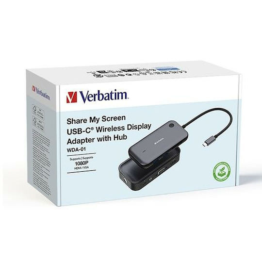 Verbatim Share My Screen 1080p USB-C Docking Station με HDMI PD Μαύρο - Image 1