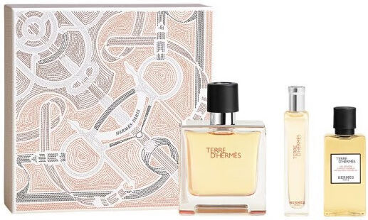 Το Hermès Terre D'hermès Pure Perfume Gift Set 3pcs Hermès Terre D'hermès Pure Perfume 75ml + Miniatura 15ml + Gel De Banho 40ml. - Image 1