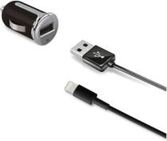 Celly Φορτιστής Αυτοκινήτου Turbo Car Charger 2.4A Lightning 12W 2.4A με μία Θύρα: 1xUSB μαζί με Καλώδιο Lightning Μαύρος - Image 1