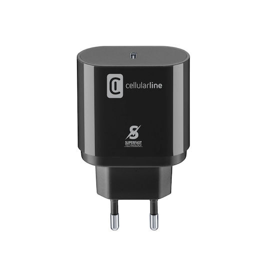 Cellular Line Φορτιστής Χωρίς Καλώδιο με Θύρα USB-C 25W Power Delivery Μαύρος (ACHSMUSBCPD25WK) - Image 1
