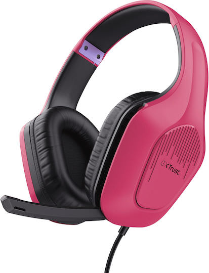 Trust GXT 415 Zirox Over Ear Gaming Headset με σύνδεση 3.5mm Ροζ - Image 1