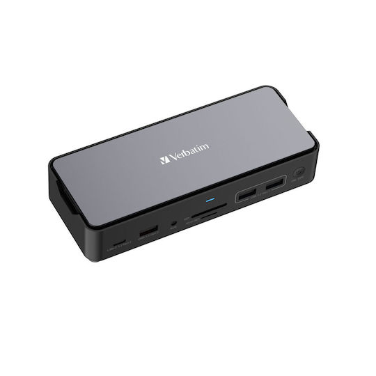 Verbatim CDS-15SSD USB-C Docking Station με HDMI/DisplayPort 4K PD Ethernet και σύνδεση 2 Οθονών Μαύρο - Image 1