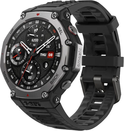 Amazfit T-Rex 3 Stainless Steel 48mm Αδιάβροχο Smartwatch με Παλμογράφο (Onyx) - Image 1
