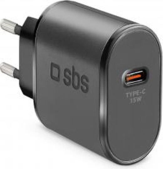 SBS Φορτιστής Χωρίς Καλώδιο με Θύρα USB-C 15W Power Delivery Μαύρος (TRC15W) - Image 1