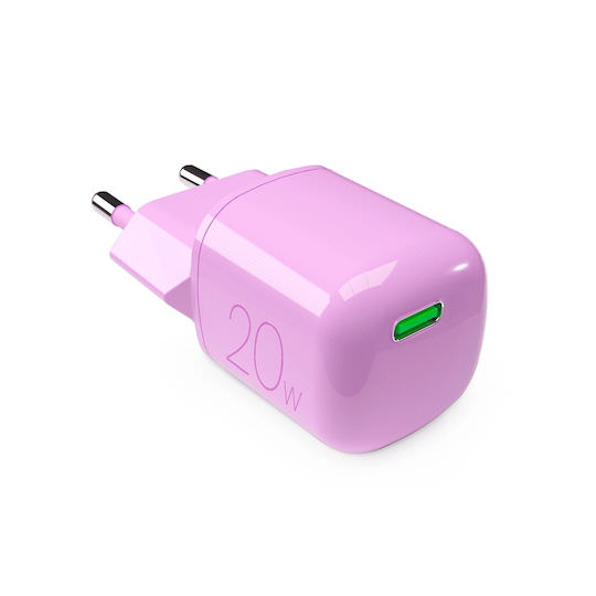 Puro Φορτιστής Χωρίς Καλώδιο GaN με Θύρα USB-C 20W Power Delivery Ροζ (PUFCMTCUSBC20WGPINK) - Image 1