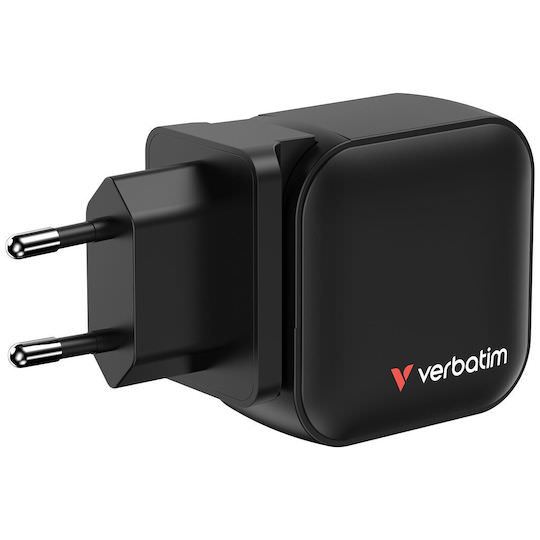 Verbatim Φορτιστής Χωρίς Καλώδιο GaN με Θύρα USB-A και 2 Θύρες USB-C 70W Power Delivery / Quick Charge 3.0 / Quick Charge 4.0 Μαύρος (Mini) - Image 1