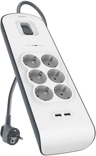 Belkin Πολύπριζο Aσφαλείας 6 Θέσεων με Καλώδιο 2m - Image 1