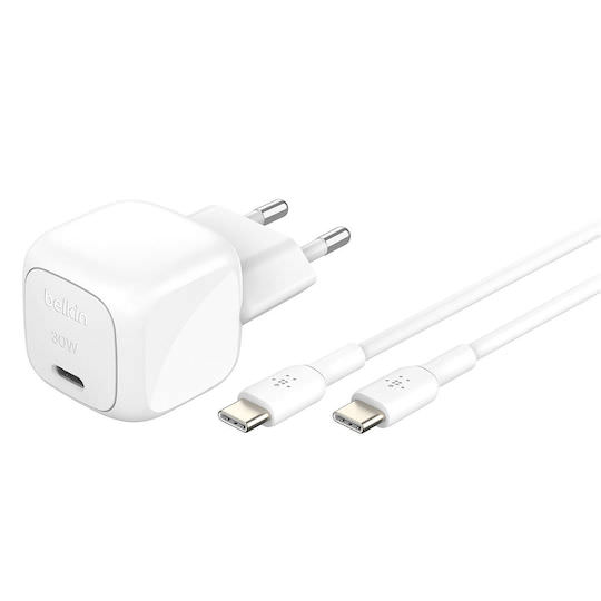 Belkin Φορτιστής με Θύρα USB-C και Καλώδιο USB-C - USB-C 30W Λευκός (BOOST Charge) - Image 1