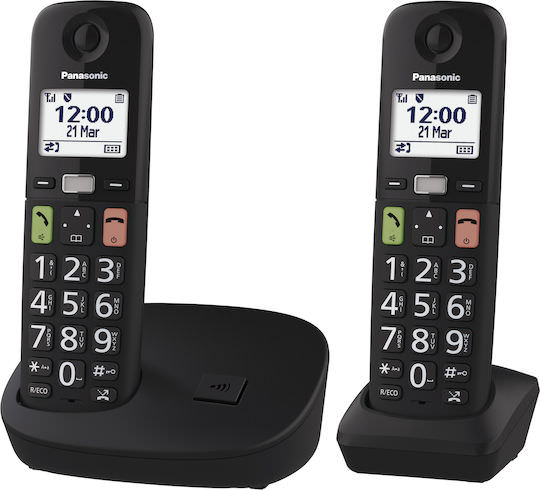 Panasonic KX-TGU112EXB Ασύρματο Τηλέφωνο Duo με Ελληνικό Μενού Μαύρο - Image 1