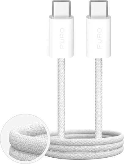 Puro Braided USB 2.0 Cable USB-C male - USB-C 100W Λευκό 1m - Image 1