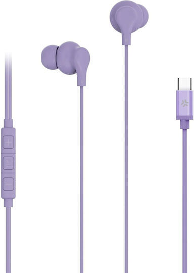 Celly UP1600TYPECVL In-ear Handsfree Ακουστικά με Βύσμα 3.5mm Μωβ - Image 1