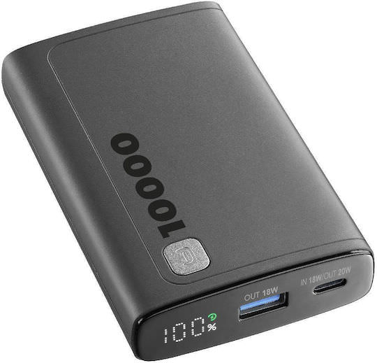 Cellular Line ELITE Power Bank 10000mAh 20W με Θύρα USB-A και Θύρα USB-C Μαύρο - Image 1