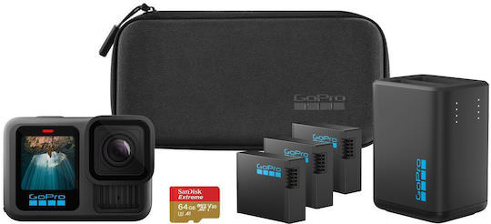 GoPro HERO13 Action Camera 5K Λήψης 360° Υποβρύχια Extended Power Bundle με Οθόνη 2.27" και Wi-Fi Μαύρη - Image 1