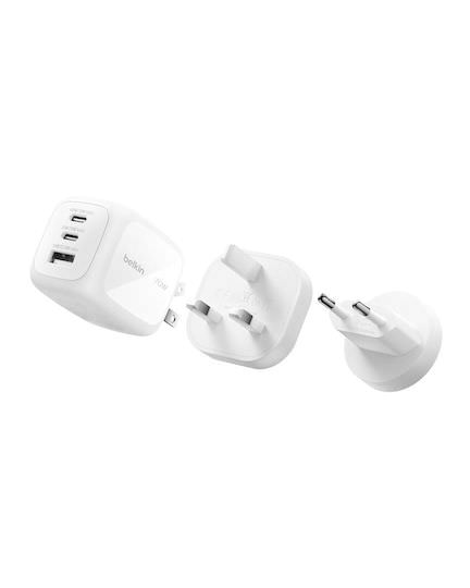 Belkin 3-port Usb C Charger 70w Gan Charger Including Plugs Usa Uk Eu 2 Usb-c Ports 1 Usb-a Port Fast Charger Macbook Iphone Ipad Pro Samsung Galaxy Pixel Etc – White - Image 1