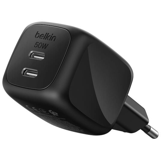 Belkin Φορτιστής Χωρίς Καλώδιο GaN με 2 Θύρες USB-C 50W Power Delivery Μαύρος (BoostCharge Pro) - Image 1