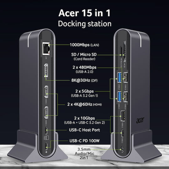 Acer USB-C Docking Station με HDMI/DisplayPort 4K PD Ethernet Γκρι (HP.DSCAB.022) - Image 1