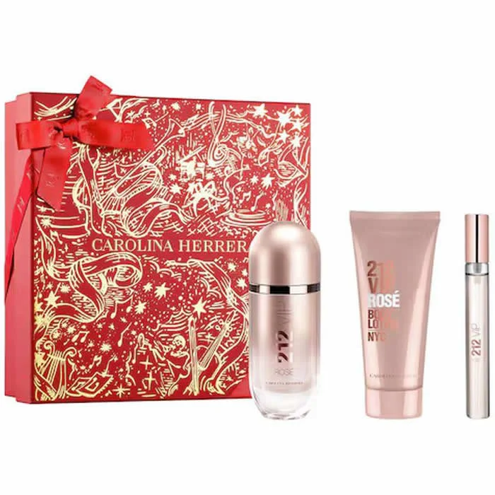 8411061122525.webp Carolina Herrera 212 Vip Rose Eau De Perfume Spray 80ml Set 3 Pieces - Image 1