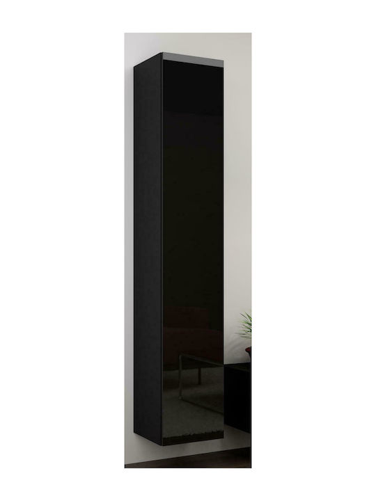 fixedratio_20220530160658_vitrina_saloniou_kremasti_vigo_rgacmmdre0004_black_black_gloss_40x30x180cm.jpeg Cama Full cabinet VIGO '180' 180/40/30 black/black gloss - Image 1