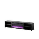 RTV cabinet POLO 180x33x39 black + fireplace black