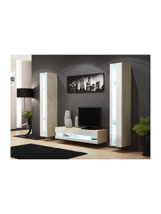 fixedratio_20260424150650_vigo_new_kremasti_vitrina_saloniou_apo_moriosanida_me_tzami_sonoma_white_40x30x180cm.jpeg Cama Shelf unit VIGO NEW 180/40/30 sonoma/white gloss - Image 1