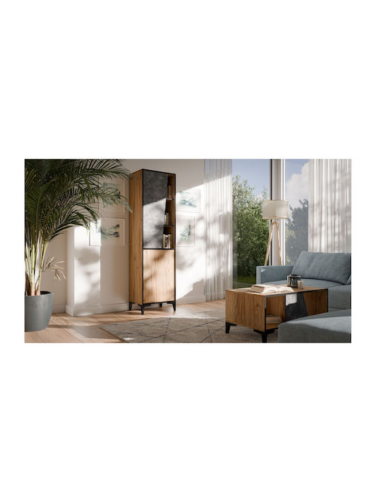 fixedratio_20260424150651_epidapedia_vitrina_saloniou_apo_moriosanida_me_tzami_mpez_38x50x182_5cm.jpeg Cama 2D bookcase OVO 50x38xH182.5 oak/concrete - Image 1
