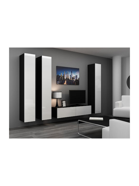 fixedratio_20260424150654_vigo_epidapedia_vitrina_saloniou_apo_xylo_white_black_gloss_40x30x180cm_vigo180.jpeg Cama Full cabinet VIGO '180' 180/40/30 white/black gloss - Image 1