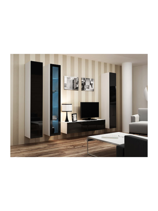 fixedratio_20260424150657_vigo_180_kremasti_vitrina_saloniou_apo_moriosanida_me_tzami_white_black_gloss_40x30x180cm.jpeg Cama Full cabinet VIGO '180' 180/40/30 white/black gloss - Image 1