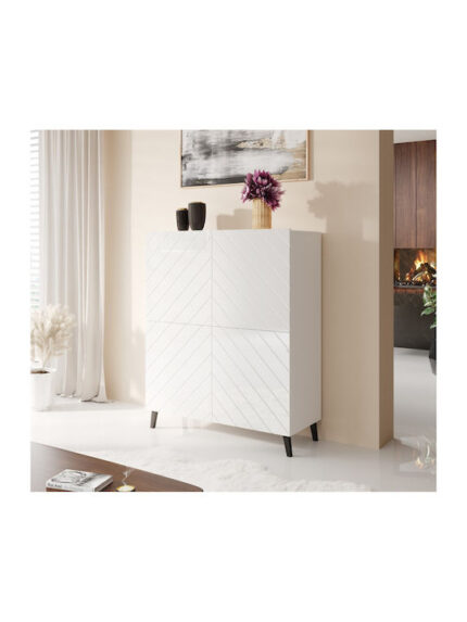 Abeto Floor-standing Living Room Display Cabinet made of Particleboard White 100.5x40x121.5cm