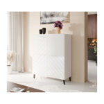 Abeto Floor-standing Living Room Display Cabinet made of Particleboard White 100.5x40x121.5cm