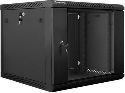 Lanberg wall-mounted installation rack cabinet 19'' 9U 600x600mm black (glass door)