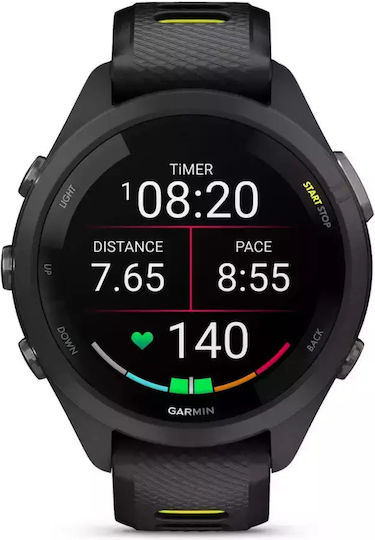 Garmin Forerunner 265S 2.79 cm (1.1 ) AMOLED 42 mm Digital 360 x 360 pixels Touchscreen Black  Grey Wi-Fi GPS (satellite) - Image 1