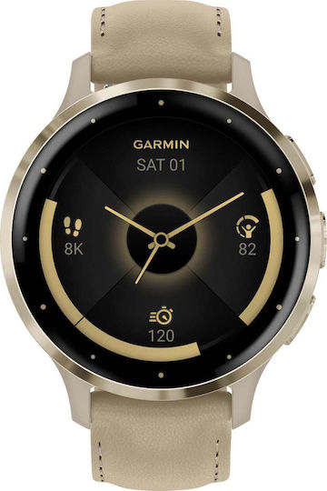 xlarge_20231011124504_garmin_venu_3s_41mm_adiavrocho_smartwatch_me_palmografo_soft_gold_stainless_steel_bezel_with_french_gray_case_and_leather_band.jpeg Garmin 010-02785-55 smartwatch / sport watch 3.05 cm (1.2 ) AMOLED 41 mm Digital 390 x 390 pixels Touchscreen Gold Wi-Fi GPS (satellite) - Image 1