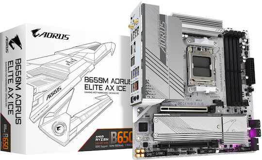 xlarge_20231204155548_gigabyte_b650m_aorus_elite_ax_ice_wi_fi_motherboard_micro_atx_me_amd_am5_socket.jpeg Gigabyte B650M Aorus Elite AX Ice Wi-Fi Motherboard Micro ATX with AMD AM5 Socket - Image 1