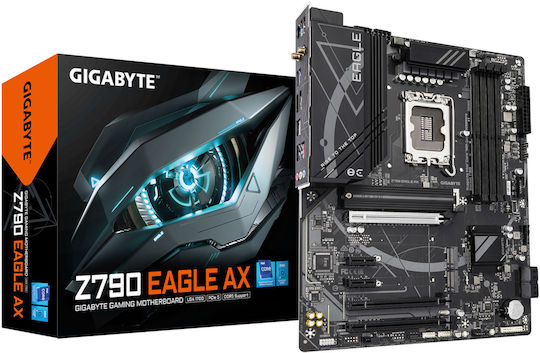 GIGABYTE Z790 EAGLE AX Motherboard - Supports Intel Core 14th Gen CPUs  12+1+1Phases Digital VRM  up to 7600MHz DDR5 (OC)  3xPCIe 4.0 M.2  Wi-Fi 6E  2.5GbE LAN  USB 3.2 Gen 2 - Image 1