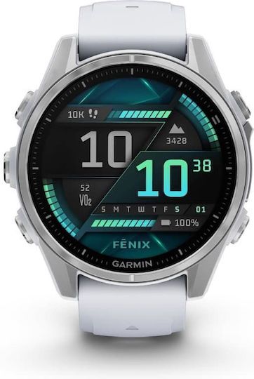 Garmin Fenix 8 3.3 cm (1.3 ) AMOLED 43 mm Digital 416 x 416 pixels Touchscreen Silver Wi-Fi GPS (satellite) - Image 1