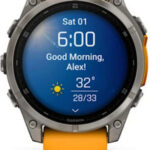 Garmin Fenix 8 Titanium 47mm Waterproof Smartwatch with Heart Rate Monitor (Sapphire, Titanium With Spark Orange/Graphite Silicone Band)