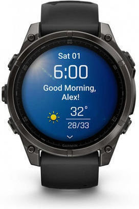 xlarge_20240903110000_garmin_fenix_8_titanium_47mm_adiavrocho_smartwatch_me_palmografo_sapphire_carbon_grey_dlc_titanium_with_black_pebble_grey_silicone_band.jpeg Garmin fenix 8 3.56 cm (1.4 ) AMOLED 47 mm Digital 454 x 454 pixels Touchscreen Black Wi-Fi GPS (satellite) - Image 1