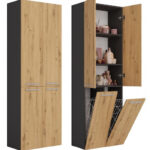 Topeshop NEL 2K DD ANT/ART KP bathroom storage cabinet Graphite  Oak