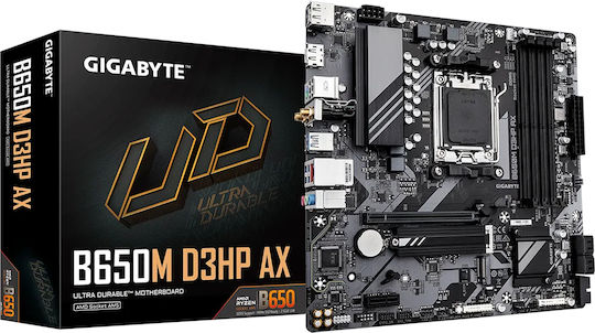 xlarge_20250123140232_gigabyte_b650m_d3hp_ax_rev_1_0_wi_fi_motherboard_micro_atx_me_amd_am5_socket.jpeg Gigabyte B650M D3HP AX rev. 1.0 Wi-Fi Motherboard Micro ATX with AMD AM5 Socket - Image 1