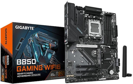 xlarge_20250124125910_gigabyte_b850_gaming_wifi6_motherboard_atx_me_amd_am5_socket.jpeg GIGABYTE B850 GAMING WIFI6 Motherboard - AMD Ryzen 9000 Series CPUs 6+2+2 Phasen Digital VRM up to 8200MHz DDR5 (OC) 1xPCIe 5.0 + 2xPCIe 4.0 M.2 GbE LAN WIFI 6 USB 3.2 Gen 2 - Image 1