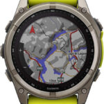 Garmin Fenix 8 Solar Titanium 51mm Waterproof Smartwatch with Heart Rate Monitor (Sapphire, Titanium With Amp Yellow/Graphite Silicone Band)